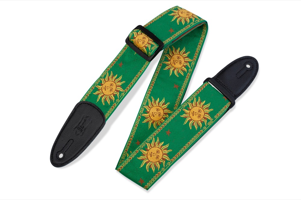 Levy's Levy's 2" Fabric Sun on Garment Leather - Yellow on Green - Guitars