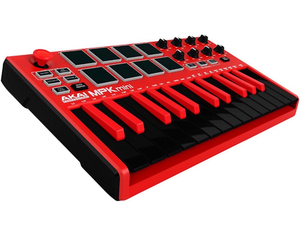 Akai Akai MPKMINI2 Compact Keyboard and Pad Controller in Red - Recording
