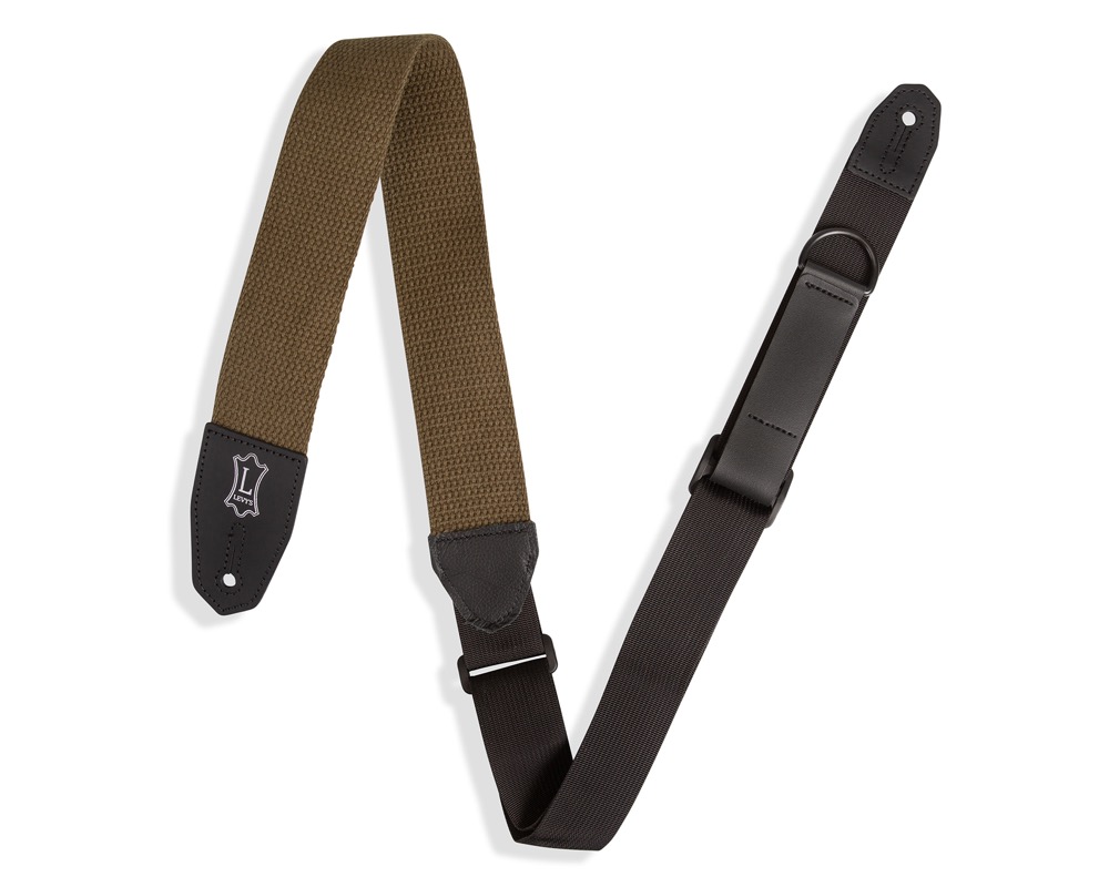 Levy's Levys 2" Right Height Cotton Leather Strap - Green - Guitars