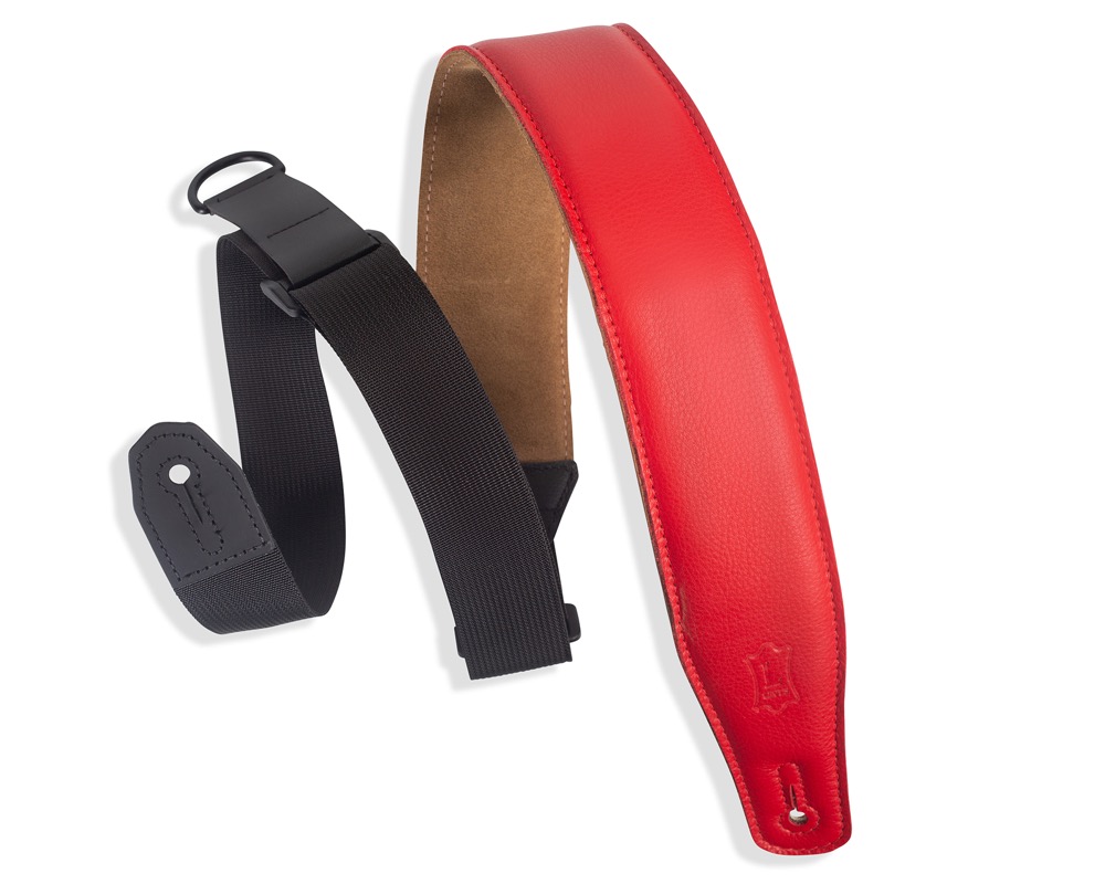 Levy's Levys 2.5" Right Height Garment Leather Padded Strap - Red - Guitars
