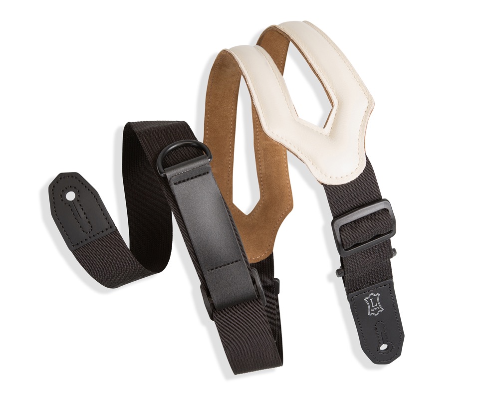 Levy's Levys 3" Right Height Egonomic Padded Leather Strap - Cream - Guitars