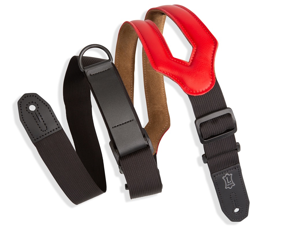 Levy's Levys 3" Right Height Egonomic Padded Leather Strap - Red - Guitars
