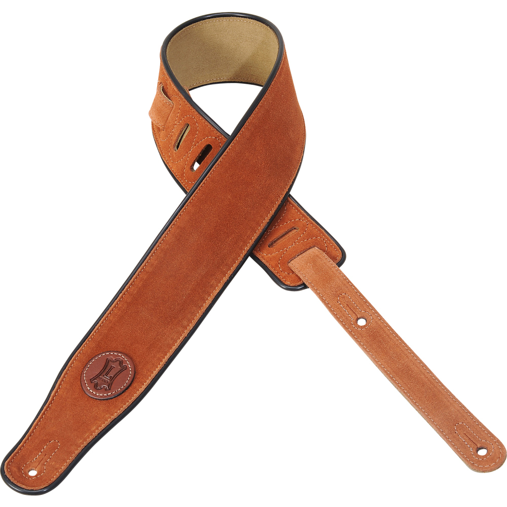 Levy's Levys 2.5" Deluxe Suede Strap w/Piping - Copper - Guitars