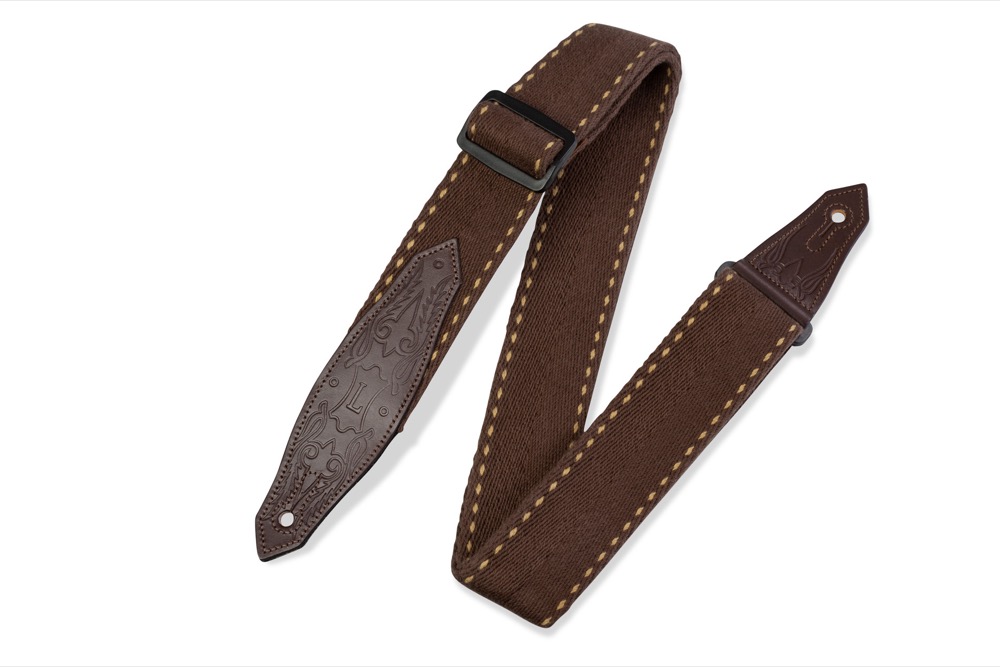 Levy's Levys 2" Heavy Weight Cotton Strap w/Ornate Ends - Brown - Guitars
