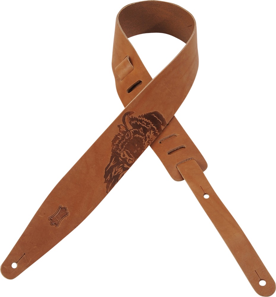 Levy's Levy's 2.5" Veg-tan Leather Strap With Bison Embossing- Tan - Guitars