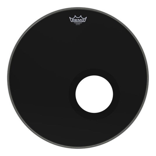 Remo Remo 20" Powerstroke Ebony W/Hole - Drums