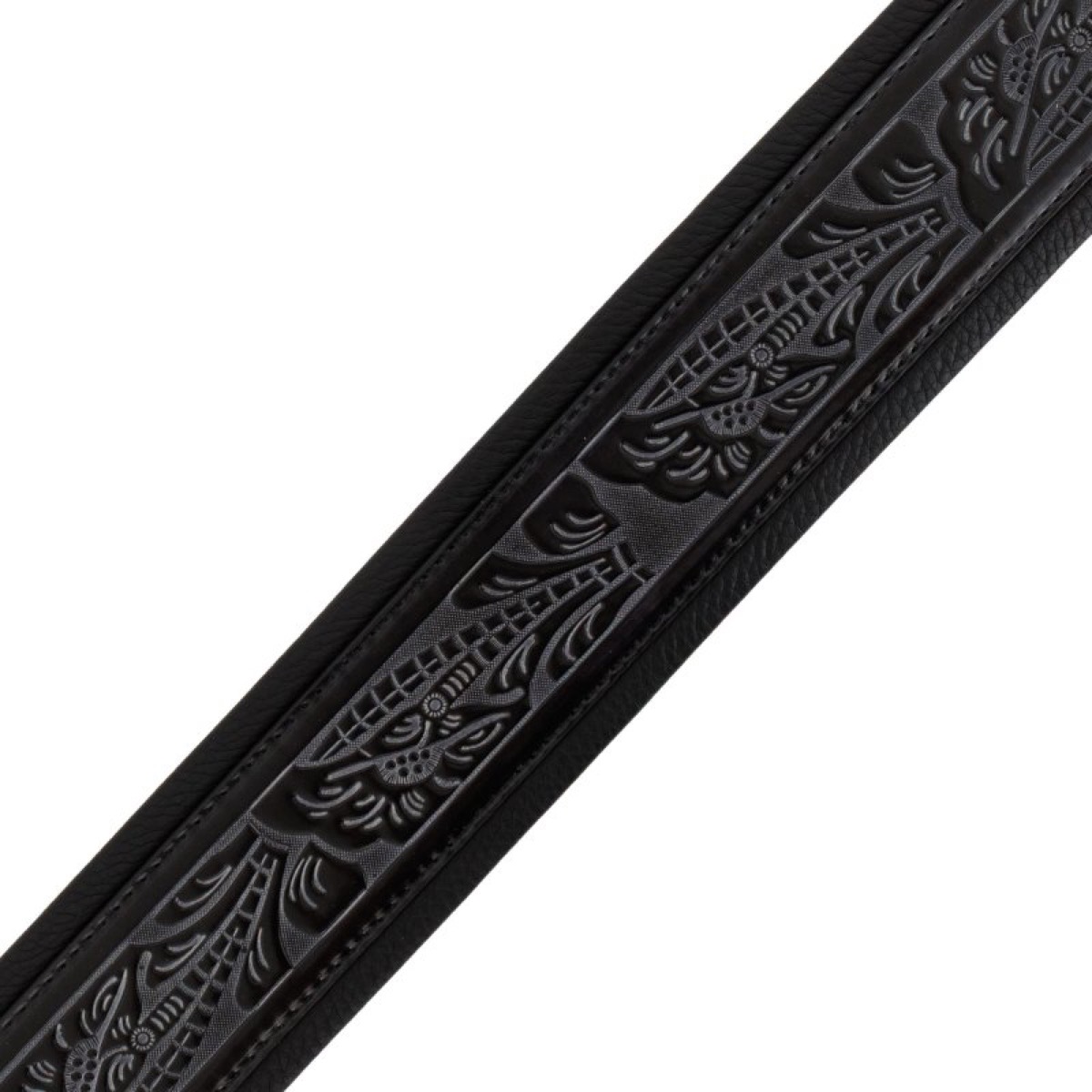 Profile Profile Leather Padded Strap With Tooled Hibiscus Black - Guitars
