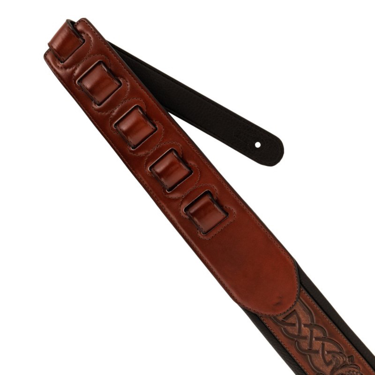 Profile Profile Leather Padded Guitar Strap Celtic Knot Dark Brown - Guitars
