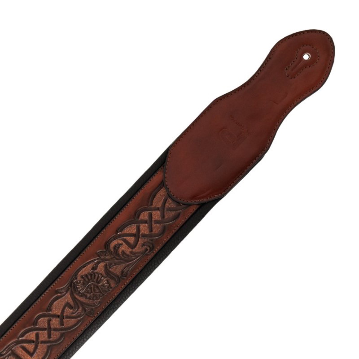 Profile Profile Leather Padded Guitar Strap Celtic Knot Dark Brown - Guitars
