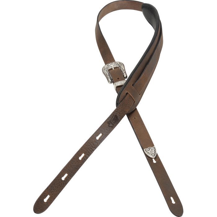 Levy's Levy's 1" Veg-tan Leather Western Style - Distressed Dark Brown - Guitars