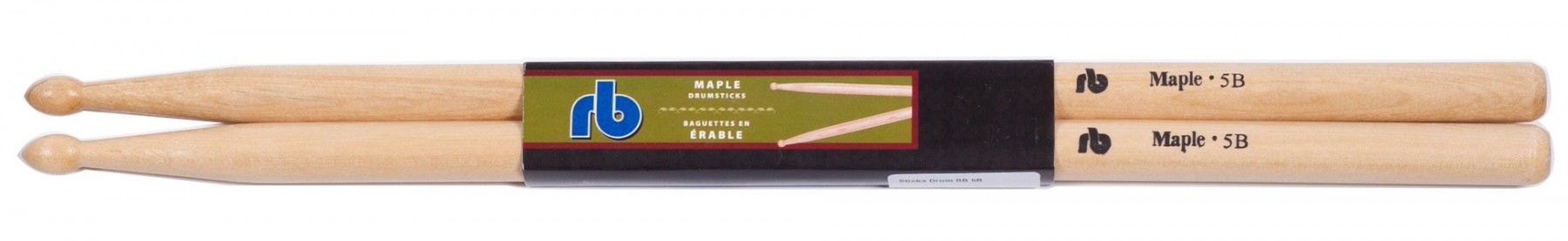 RB Percussion 5B Maple Drum Sticks With Wooden Tip