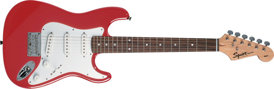 Squier Mini Strat In Torino Red with Rosewood Neck: Canadian
