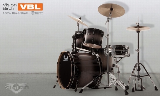 Pearl Pearl Vision Birch Lacquer Five Piece Shell Pack In Black Burst - Drums