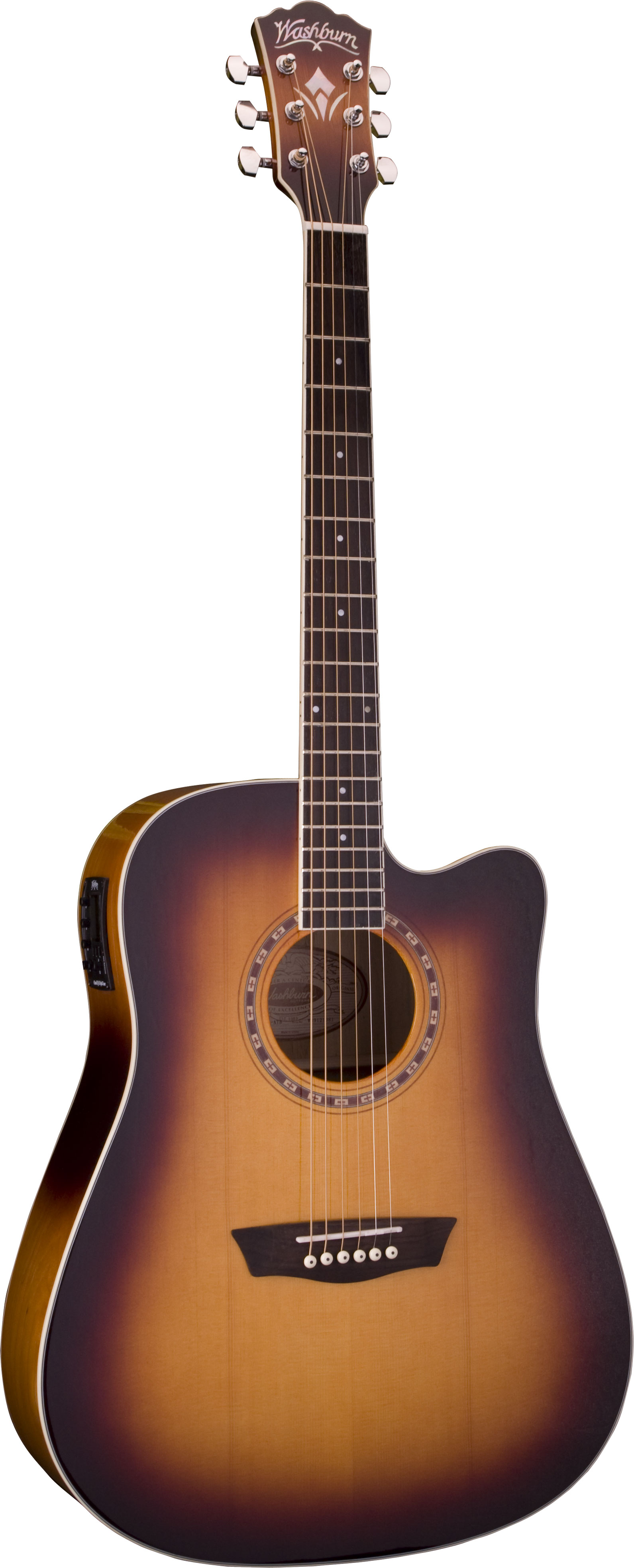 Washburn Washburn WD7SCEATB Dreadnought Acoustic Guitar Tobacco Burst - Guitars
