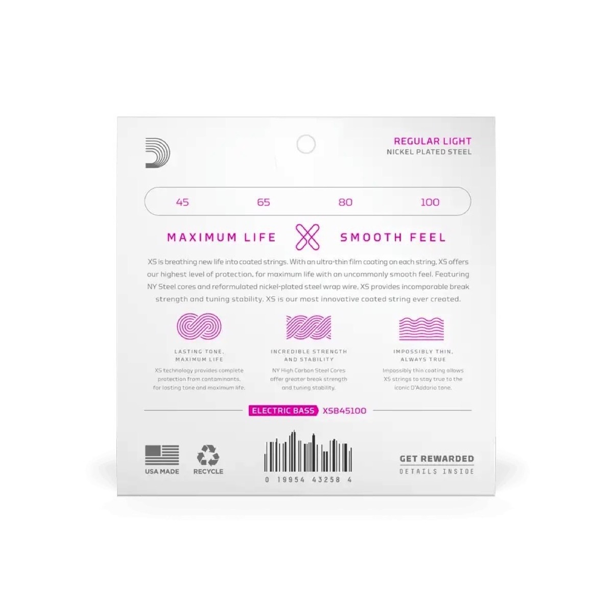 D'Addario D'Addario XSB45100 45-100 Bass Light, Coated, Long Scale - Strings