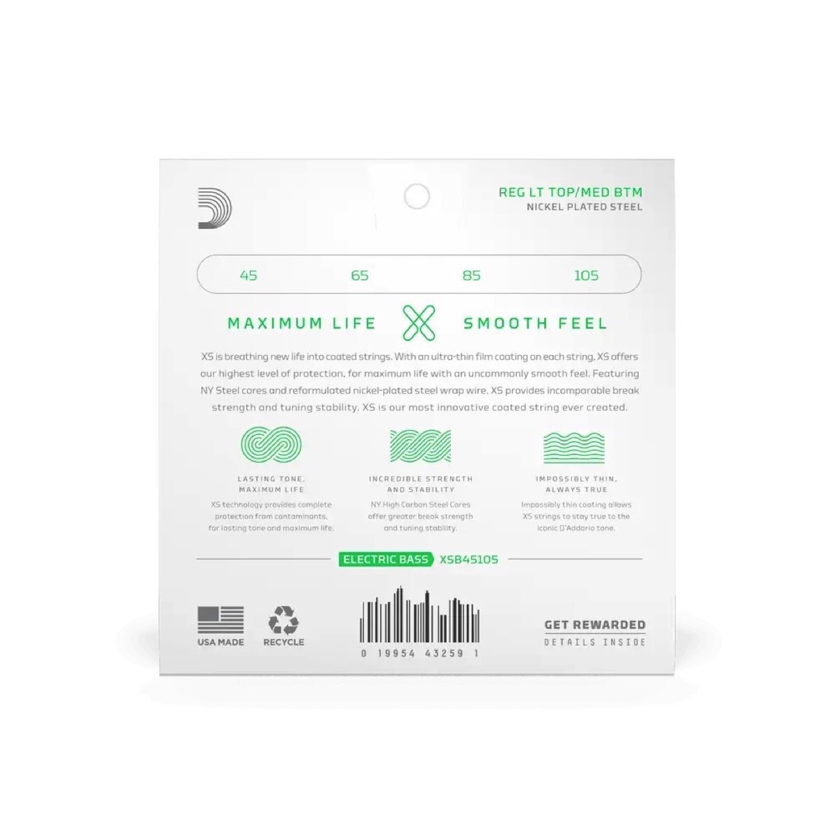 D'Addario D'Addario XSB45105 45-105 Bass Hybrid Light, Coated, Long Scale - Strings