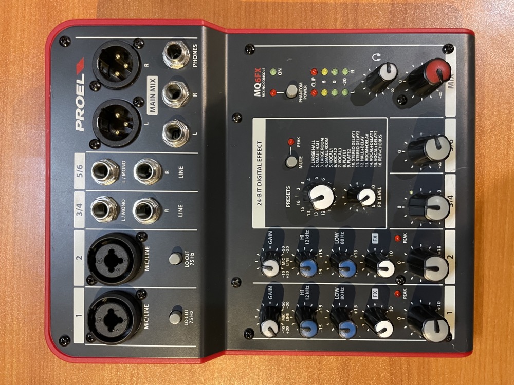 USED Proel MQ6FX Mixer with Effects, AC Adaptor