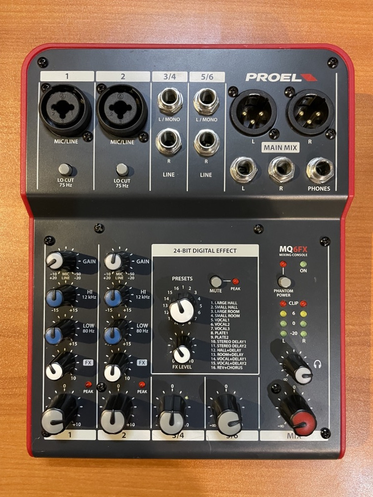 Proel USED Proel MQ6FX Mixer with Effects, AC Adaptor - Used