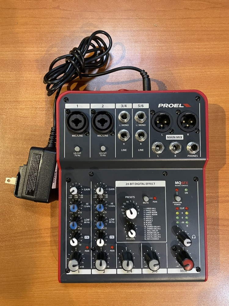 Proel USED Proel MQ6FX Mixer with Effects, AC Adaptor - Used