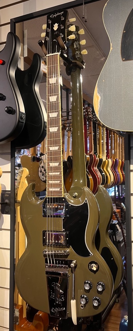 Epiphone USED Epiphone 1961 SG Standard With Maestro In Olive Drab - Used
