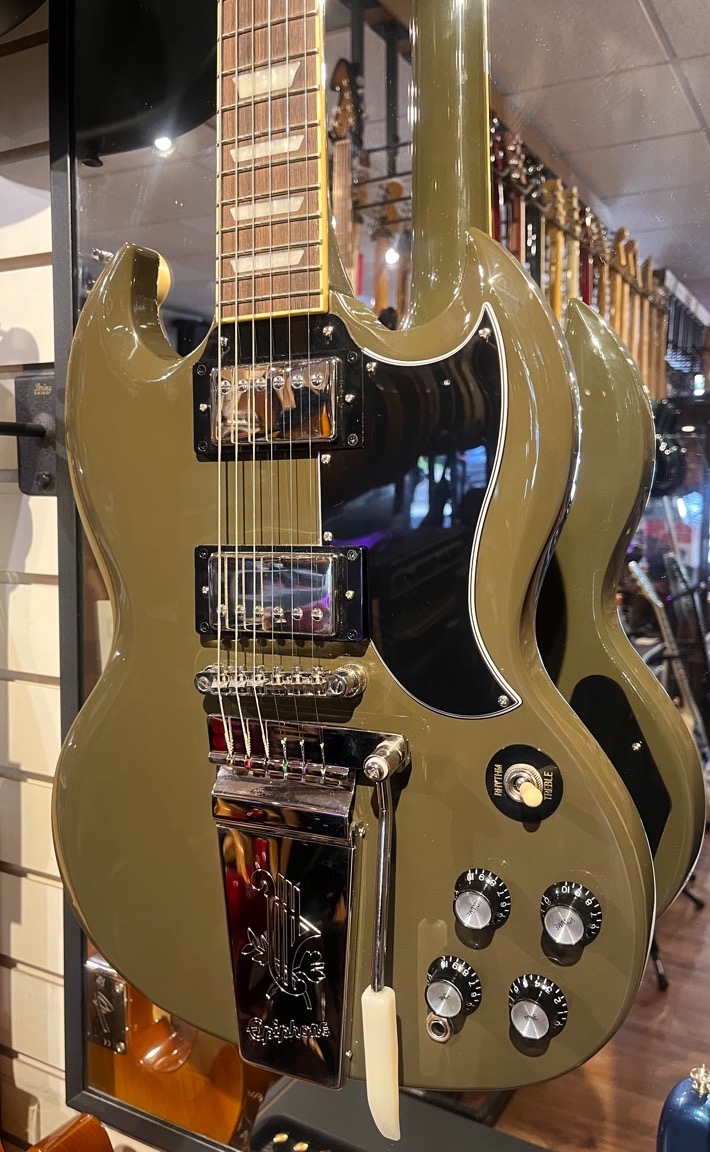 Epiphone USED Epiphone 1961 SG Standard With Maestro In Olive Drab - Used