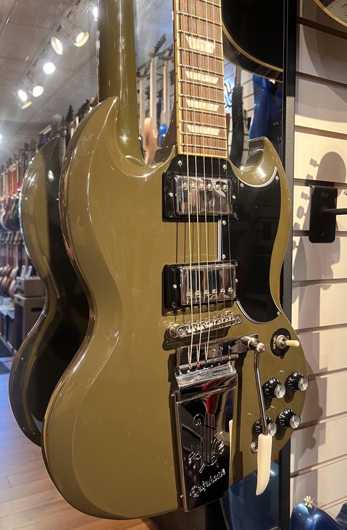 Epiphone USED Epiphone 1961 SG Standard With Maestro In Olive Drab - Used